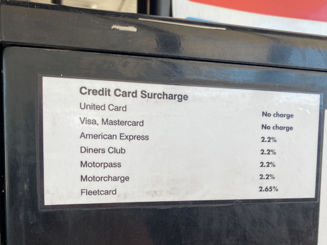 Card Surcharge Fees for Credit Card and Fuel Card